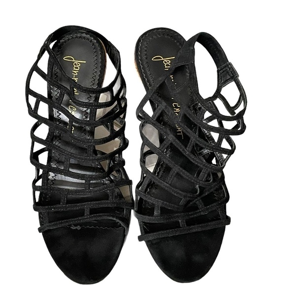 Jean-Michel Cazabat Black Cage Slingback Wedge Sandals Size 38 US 8 - Picture 8 of 11